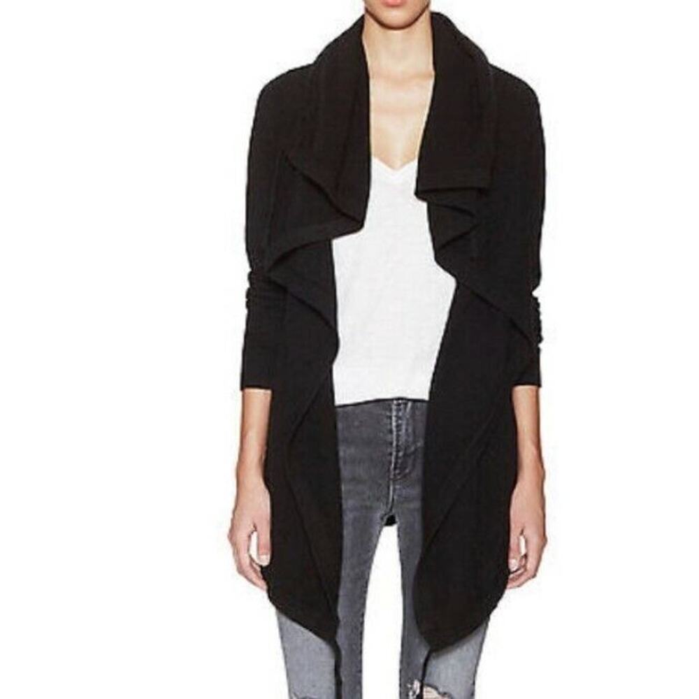 Shae Women Open Front Cardigan Drawstring Black Size M